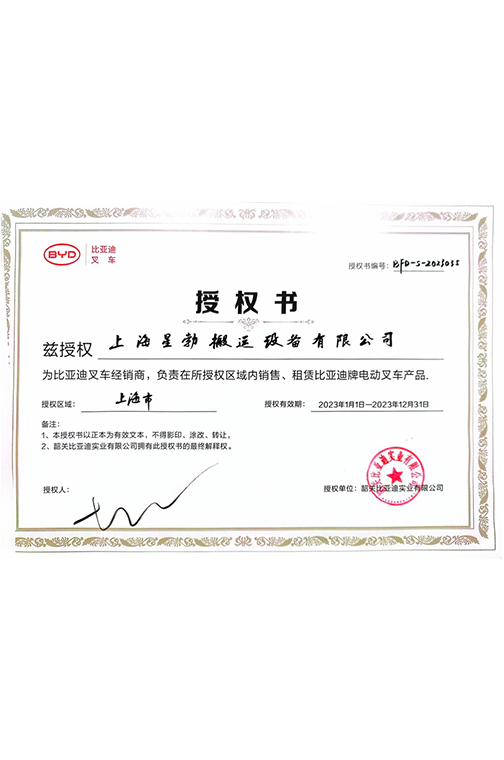 徐汇区BYD2023授权书